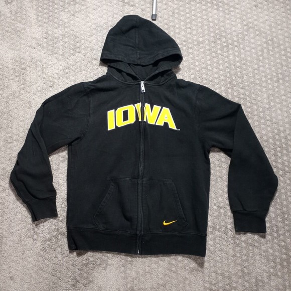 Nike Iowa Hawkeyes Youth Full Zip Hoodie Size XL Black Excellent Condition - Picture 1 of 10